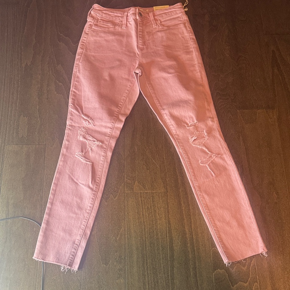 Pink Distressed High Rise Skinny Jeans- Size 0